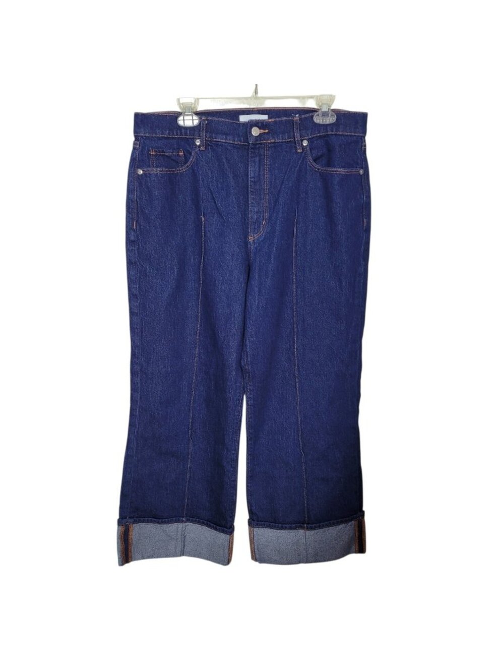 Ann Taylor LOFT The Wide Leg Cropped Jean Sz 31/12 Blue Dark Wash High Rise